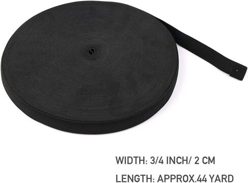 Elastic Band 3/4 Inch High Elasticity Elastic Spool Knit 44 Yard Elastic Bands for Sewing (Black) in Saudi Arabia