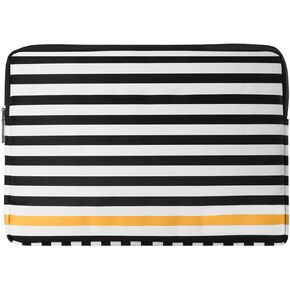 eBigValue Black White Striped 13-14 Inch Leatherette Sleeve Red Slim Padded Case with Polished Gold Zipper Compatible with Chromebook Plus 14, Spin 514, IdeaPad Slim 3, Flex 5i, CX14 in Saudi Arabia