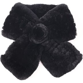 Valpeak Real Fur Scarves Women Winter Fur Neck Warmer Scarf Cold Weather Rabbit Knitted Fuzzy Fluffy in Kuwait
