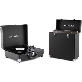 Victrola Journey II Bluetooth 3-Speed ​​Suitcase Player Recorder & Collector II Vinyl Record Storage Case، يحمل أكثر من 30 ألبومًا (حزمة، فيروزي) in Kuwait