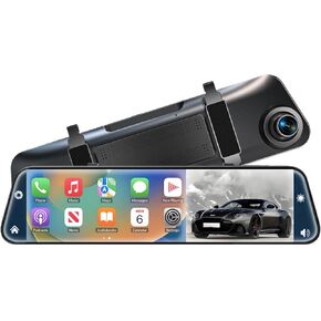كاميرا مرآة الرؤية الخلفية 4K مع Carplay&Android Auto، كاميرا أمامية وخلفية مرآة مقاس 12 بوصة مع تحكم صوتي للسيارات والشاحنات، شاشة لمس ذكية، بطاقة 64 جيجابايت متضمنة/تسجيل حلقة/مساعدة عكسية in Kuwait