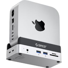 ORICO Mac mini M4 Dock and Stand متوافق مع M.2 SSD حتى 8 تيرابايت، MiniDock 10 جيجابت في الثانية 10 في 1، 4K HDMI، جيجابت إيثرنت، قارئ بطاقات SD/TF، ​​النوع C(PD3.0)-VS10 in Kuwait