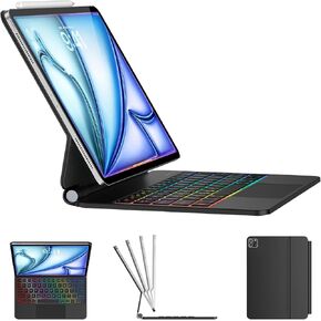 حافظة لوحة مفاتيح TQQ لجهاز iPad Air 11 بوصة (M4 2026/M3 2025/M2 2024) وiPad Pro 11 بوصة (الأول/الثاني/الثالث/الرابع)، لوحة مفاتيح سحرية مع حامل ناتئ عائم، لوحة تتبع متعددة اللمس لجهاز iPad Air 4th/5th، أسود in Kuwait