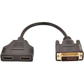 DVI to HDMI Adapter, DVI-D (24+1) Plug to 2X HDMI Socket 19-pin Splitter Adapter Cable, High Speed Adapter Cable for HDTV, Full HD 1080P, TV, Beamer, PC in Kuwait