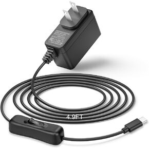 محول إمداد طاقة USB C 5V 3A 15W 4.9FT 5Volt 3Amp سلك شاحن مع مفتاح تشغيل/إيقاف لـ Raspberry Pi 4 Model B 1GB/2GB/4GB/8GB وأجهزة USB C عالمية 5V 3A in Kuwait