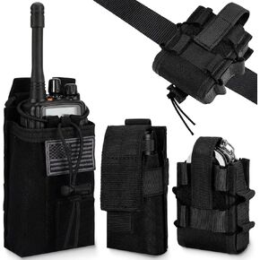 Shinylin 3 Pack Molle Pouches Set with Flashlight Holster, Radio Holster and Handcuff Holder Utility Tactical Pouches Molle Accessories for Duty Belt, Police Vest, Thickened Nylon in Kuwait