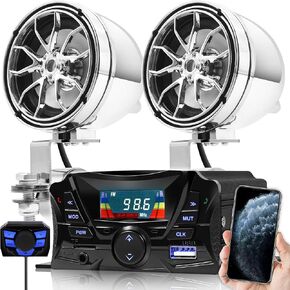 GoHawk TS3 Gen.3 Motorcycle Weatherproof Bluetooth Speakers 7/8-1.25 in. Handlebar Mount MP3 Music Player Sound Audio Stereo Amplifier System ATV UTV w/AUX, USB, Micro SD, FM Radio, 2-Speaker in Kuwait