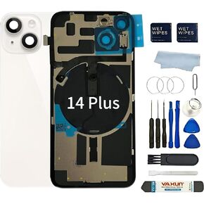 Back Glass Replacement for iPhone 14 6.1inch ​Back Cover with Integrated Stand and Camera Frame Pre-Installed 3M Tape +Tools (Black, 14) in Kuwait