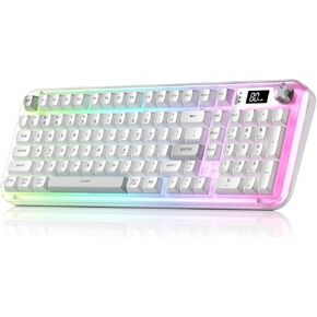 AUSDOM K98pro Wireless Silent Gaming Keyboard, Tri-Mode BT/2.4G/USB-C Computer Keyboard with Number Pad, RGB Backlit Media Knob Creamy Keyboard in Kuwait