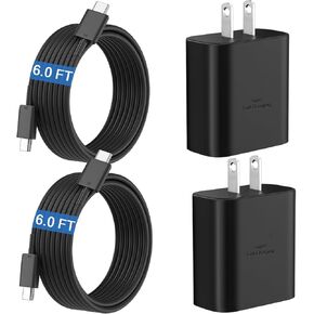 شاحن سامسونج سريع USB C 45W شاحن هاتف من النوع C مع سلك كابل شحن سريع Android بطول 6 أقدام لهاتف Samsung Galaxy S26 Ultra/S26/S26+/S25 Ultra/S25/S24/S23 Ultra/S22 Ultra/S20 Ultra/Note 10 Plus in Kuwait