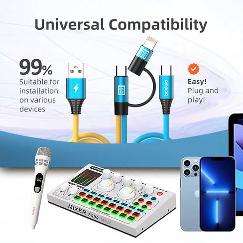 Cable OTG 2-in-1, Smart Chip Live Cable, Faster Charging Speed, Audio/Data Transmission, Suitable for Apple, Android and Audio Mixers in Kuwait