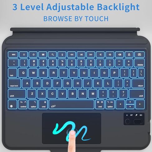KENKE Keyboard Case for iPad(A16) 11th/10th Generation(2025/2022, 11/10.9 inch), Detachable Bluetooth Keyboard with Large Trackpad, 7-Color Backlit, Portable Protective Cover with Pencil holder, Black in Kuwait