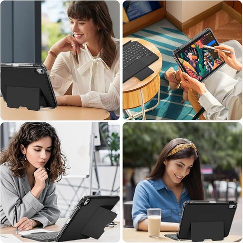 KENKE Keyboard Case for iPad(A16) 11th/10th Generation(2025/2022, 11/10.9 inch), Detachable Bluetooth Keyboard with Large Trackpad, 7-Color Backlit, Portable Protective Cover with Pencil holder, Black in Kuwait