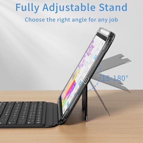 KENKE Keyboard Case for iPad(A16) 11th/10th Generation(2025/2022, 11/10.9 inch), Detachable Bluetooth Keyboard with Large Trackpad, 7-Color Backlit, Portable Protective Cover with Pencil holder, Black in Kuwait