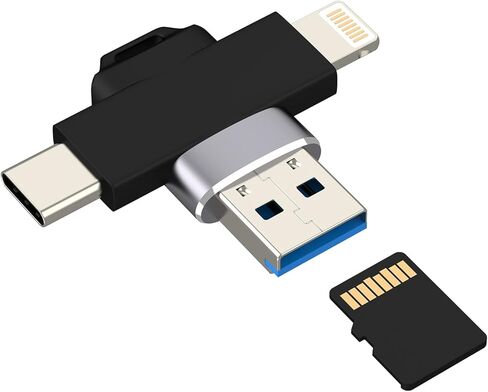 USB C Lightning USB A to Micro SD Card Reader Adapter(3in1)for iPhone 16 15 14 Pro for Apple Digital Camera TF Memory Photo Data Transfer Android for iPad MacBook Laptop Flash Drive Storage Converter in Kuwait