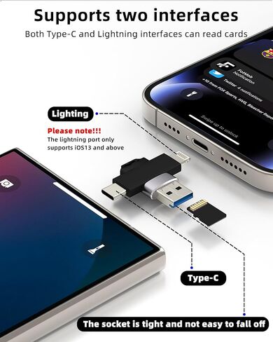 USB C Lightning USB A to Micro SD Card Reader Adapter(3in1)for iPhone 16 15 14 Pro for Apple Digital Camera TF Memory Photo Data Transfer Android for iPad MacBook Laptop Flash Drive Storage Converter in Kuwait