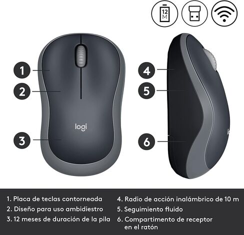 Logitech M185 Wireless Mouse - Gray (Renewed) in Kuwait