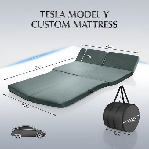 مرتبة Tesla Model Y، سرير تخييم للسيارة قابل للطي من الفوم عالي الكثافة مقاس 2.6 بوصة مع دعم للرأس وحقيبة تخزين متضمنة، بساط نوم مقاس 74 بوصة × 43 بوصة يناسب رحلات الطريق والتخييم في السيارة، رمادي داكن in Kuwait