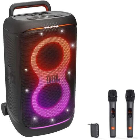 مكبر صوت JBL PartyBox Stage 320 المحمول للحفلات مع نظام ميكروفون لاسلكي (أبيض) in Kuwait