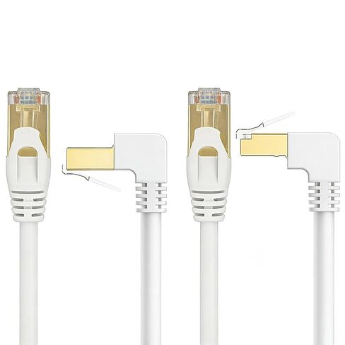 كابل إيثرنت Cat6 بزاوية يمين 90 درجة للأسفل، كابل إيثرنت بزاوية يمين Cat 6 للكمبيوتر الشخصي وجهاز التوجيه والمودم والطابعة وصندوق التلفزيون وكابل شبكة 24 AWG FTP Cat6 أبيض (أعلى 3.3FT+أسفل 3.3FT) in Kuwait