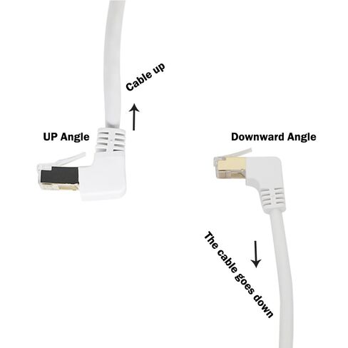 كابل إيثرنت Cat6 بزاوية يمين 90 درجة للأسفل، كابل إيثرنت بزاوية يمين Cat 6 للكمبيوتر الشخصي وجهاز التوجيه والمودم والطابعة وصندوق التلفزيون وكابل شبكة 24 AWG FTP Cat6 أبيض (أعلى 3.3FT+أسفل 3.3FT) in Kuwait
