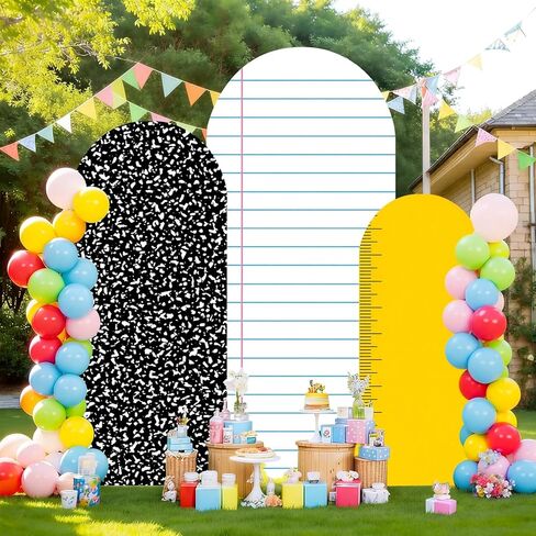 Frienda رياض الأطفال التخرج خلفية قوس مجموعة من 3، 6 قدم 6.6 قدم 7.2 قدم تكوين المدرسة دفتر قلم رصاص غطاء قوس لمرحلة ما قبل المدرسة تتحرك حتى حفل حفلة صور كشك الزينة in Kuwait