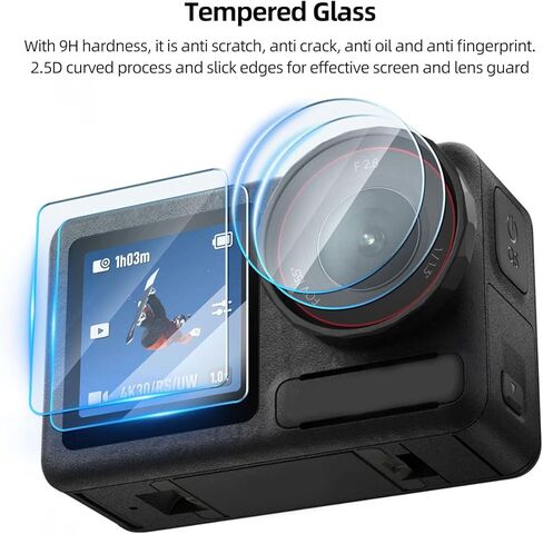 Qiilu Lens Screen Protector For Vlog Camera Screen Film With Case + Ultra Clear Tempered Glass Protector Rewritten in Kuwait