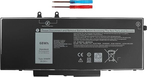بطارية كمبيوتر محمول بديلة 68Wh 3HWPP لجهاز Dell Latitude 5410 5510 5501 5401 5411 5511 Precision 3541 3551، Inspiron 7706 2 في 1، Inspiron 17 7500 7506 2 في 1 أسود 03HWPP 10X1J N2NLL 1VY7F 451-BCMN. in Kuwait