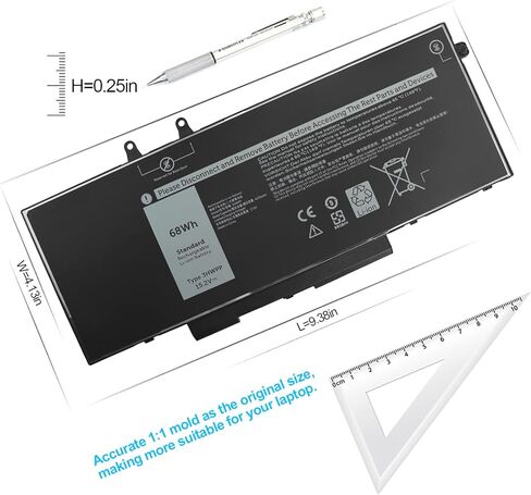 بطارية كمبيوتر محمول بديلة 68Wh 3HWPP لجهاز Dell Latitude 5410 5510 5501 5401 5411 5511 Precision 3541 3551، Inspiron 7706 2 في 1، Inspiron 17 7500 7506 2 في 1 أسود 03HWPP 10X1J N2NLL 1VY7F 451-BCMN. in Kuwait