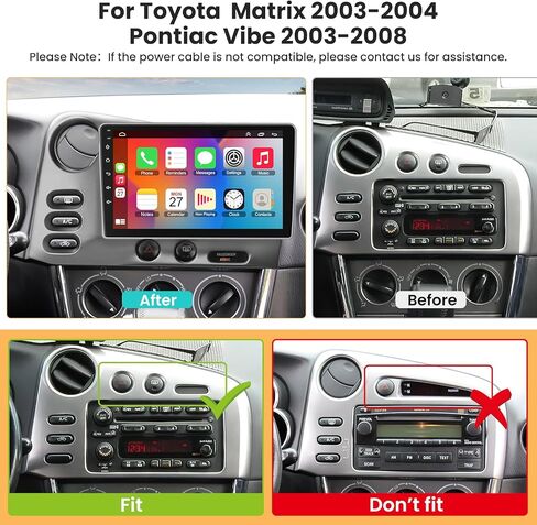ترقية راديو السيارة لسيارة Toyota Matrix 2003-2004 وPontiac Vibe 2003-2008 مع Carplay اللاسلكي وAndroid Auto، 9 بوصة IPS Matrix Stereo مع التحكم الصوتي Bluetooth 5.2 GPS FM DSP EQ SWC in Kuwait