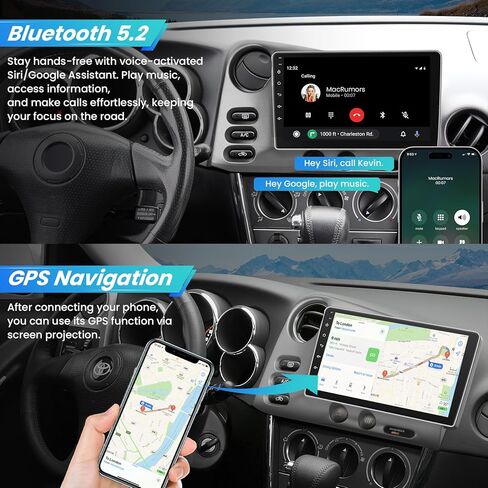 ترقية راديو السيارة لسيارة Toyota Matrix 2003-2004 وPontiac Vibe 2003-2008 مع Carplay اللاسلكي وAndroid Auto، 9 بوصة IPS Matrix Stereo مع التحكم الصوتي Bluetooth 5.2 GPS FM DSP EQ SWC in Kuwait