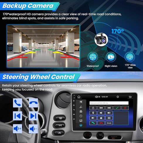 ترقية راديو السيارة لسيارة Toyota Matrix 2003-2004 وPontiac Vibe 2003-2008 مع Carplay اللاسلكي وAndroid Auto، 9 بوصة IPS Matrix Stereo مع التحكم الصوتي Bluetooth 5.2 GPS FM DSP EQ SWC in Kuwait