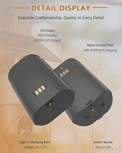 Rechargeable Battery Pack for Defend 360: 2 Pack Lithium Batteries Replacement Compatible with Tactacam Defend 360 Cellular Security Camera (Not for Defend), Support Solar Panel Charging in Kuwait