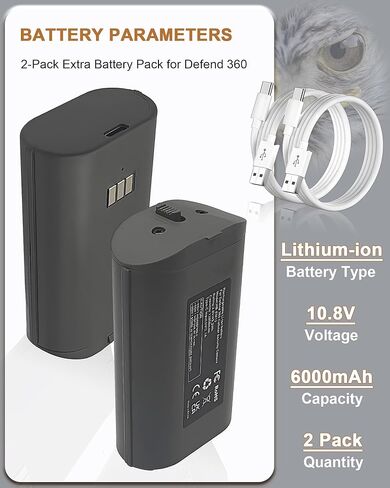 Rechargeable Battery Pack for Defend 360: 2 Pack Lithium Batteries Replacement Compatible with Tactacam Defend 360 Cellular Security Camera (Not for Defend), Support Solar Panel Charging in Kuwait