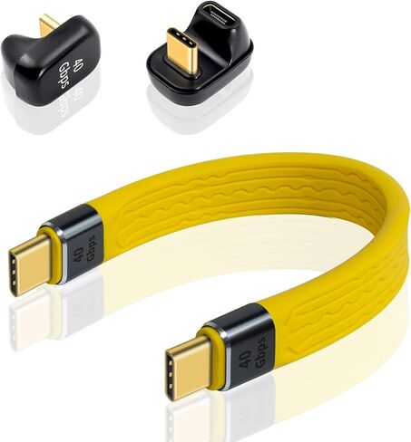 Duttek USB C Adapter Combo Kit: 40Gbps, 180 Degree Adapter & Short USB C Male to Male Cable, Supports Data Transfer & 100W Fast Charging for Thunderbolt 3/4, Laptop, Phone in Kuwait
