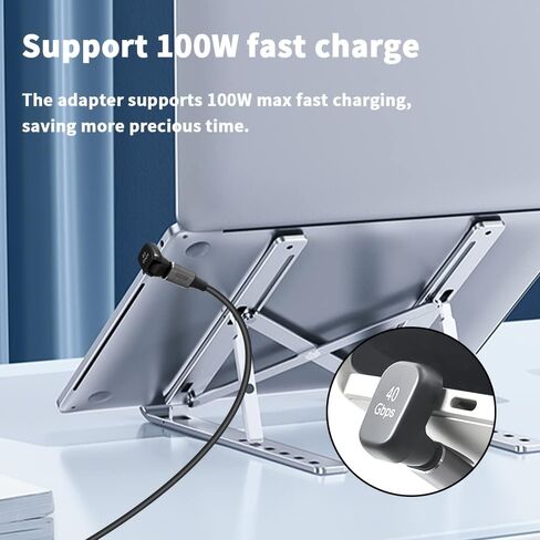 Duttek USB C Adapter Combo Kit: 40Gbps, 180 Degree Adapter & Short USB C Male to Male Cable, Supports Data Transfer & 100W Fast Charging for Thunderbolt 3/4, Laptop, Phone in Kuwait