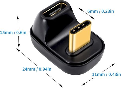 Duttek USB C Adapter Combo Kit: 40Gbps, 180 Degree Adapter & Short USB C Male to Male Cable, Supports Data Transfer & 100W Fast Charging for Thunderbolt 3/4, Laptop, Phone in Kuwait
