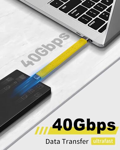Duttek USB C Adapter Combo Kit: 40Gbps, 180 Degree Adapter & Short USB C Male to Male Cable, Supports Data Transfer & 100W Fast Charging for Thunderbolt 3/4, Laptop, Phone in Kuwait