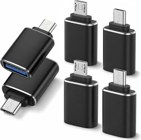 6 عبوات USB C إلى Micro-USB، محول USB C إلى Micro-USB، موصل تحويل من النوع C أنثى إلى Micro-USB ذكر يدعم محول مزامنة بيانات الشحن لمشغلات MP3، كاميرا داش، كاميرا رقمية (أسود) in Kuwait