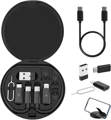 طقم محول USB صندوق تخزين كابل شحن متعدد USB C إلى جهاز iOS نوع C Micro USB A محول مجموعة فتحة بطاقة نقل البيانات حقيبة سفر in Kuwait