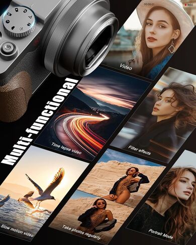 NBD 5K Vlogging Cameras ضبط تلقائي للصورة، كاميرات رقمية 64 ميجابكسل للتصوير الفوتوغرافي، كاميرا سفر تكبير 18X مع مقاومة للاهتزاز، بطاريتين، بطاقة TF سعة 64 جيجابايت (فضي) in Kuwait