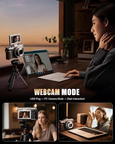 NBD 5K Vlogging Cameras ضبط تلقائي للصورة، كاميرات رقمية 64 ميجابكسل للتصوير الفوتوغرافي، كاميرا سفر تكبير 18X مع مقاومة للاهتزاز، بطاريتين، بطاقة TF سعة 64 جيجابايت (فضي) in Kuwait