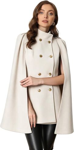 معاطف Allegra K Cape Coats للنساء معطف عباءة شتوي بأكمام مزدوجة الصدر in Saudi Arabia