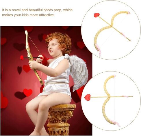 Healeved Golden Cupid Bow and Arrow Prop Set Newborn Photography Props 1 Month Party Decorations and Themed Masquerade Events Valentine Cosplay Accessories in Kuwait