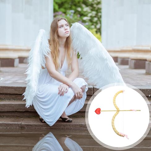 Healeved Golden Cupid Bow and Arrow Prop Set Newborn Photography Props 1 Month Party Decorations and Themed Masquerade Events Valentine Cosplay Accessories in Kuwait