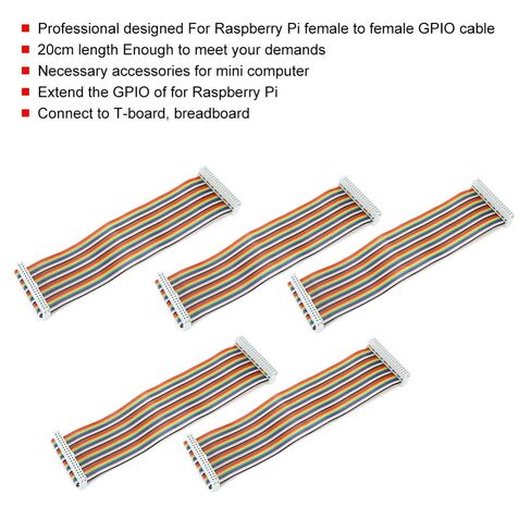 5 قطعة كابل GPIO أنثى إلى أنثى 20 سنتيمتر-40pin سلك الشريط لسلك تمديد Raspberry Pi لاتصال لوحة الخبز ولوحة T in Kuwait