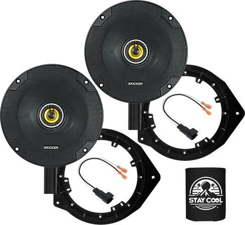 KICKER Speakers 6.5 inch for GMC Sierra 2500 HD/3500 HD 2015-2021 Upgrade Kit - Pair of CS Series with Adapters and Harness, Coaxial 6 1/2 Car Audio Rear Door Speaker for Crew Cab CSC65, 46CSC654 in Kuwait