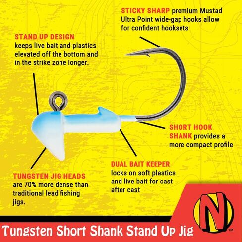Northland Tackle Tungsten Short Shank Stand Up Jig, 2 Packs, Black, 1/8 Oz Size for Walleye & Bass in Kuwait