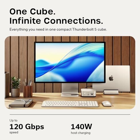 Satechi Thunderbolt 5 CubeDock™ Dock Station & USB4 V2 Pro Cable, USB C Cable 1.2m/ 3.9ft in Kuwait