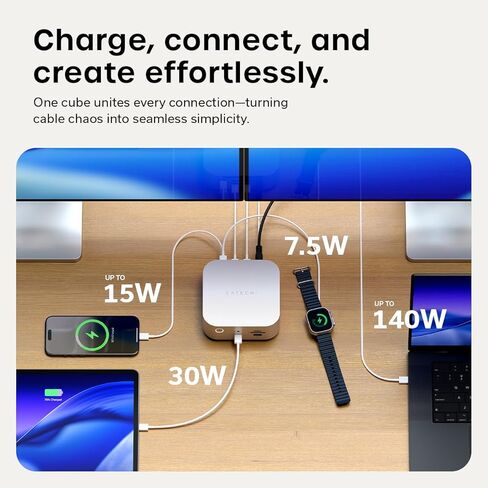 Satechi Thunderbolt 5 CubeDock™ Dock Station & USB4 V2 Pro Cable, USB C Cable 1.2m/ 3.9ft in Kuwait